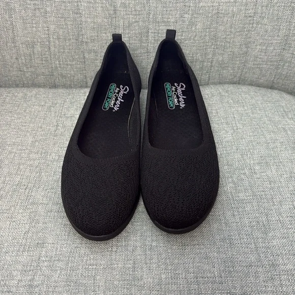 NWOT Skechers Cleo Flex Wedge Flipside Flat Air-Cooled Memory Foam in Black - Picture 7 of 8